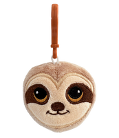Sloth plush bag clip, front view