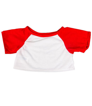 RED and WHITE Stuffed Animal T-shirt | Fits BAB & 14 to 16 Inch Plush Animals | Plushie Clothing | Stuffed Animal Accessory