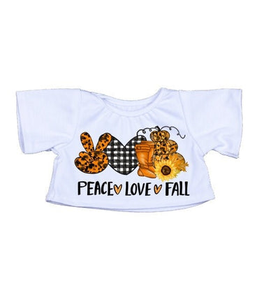 PEACE LOVE Fall T-Shirt | Fits BAB & 14 to 16 Inch Stuffed Animals | Teddy Bear Outfit | Plushie Clothing