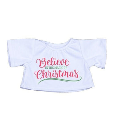 BELIEVE In CHRISTMAS T-Shirt | Fits BAB & 14 to 16 Inch Stuffed Animals | Teddy Bear Outfit | Plushie Clothing