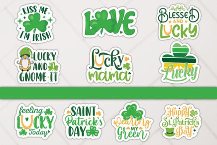 ST Patricks Day 10 Piece Waterproof STICKER PACK for Laptops, Water Bottles, Notebooks, Journals and more