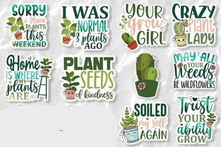 House Plant 10 Piece Waterproof Sticker PACK for Laptops, Water Bottles, Notebooks, Journals and more