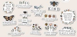 EARTH 12 Piece Waterproof STICKER PACK for Laptops, Water Bottles, Notebooks, Journals and more