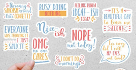 SARCASTIC 10 Piece Waterproof Sticker PACK for Laptops, Water Bottles, Notebooks, Journals and more