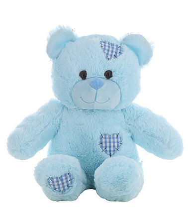 BLUE TEDDY Bear Plush Animal | Stuffed or Unstuffed With Fiber Pack | 16-inches | Sew Free DIY Kit | Baby | Newborn | Gender Reveal