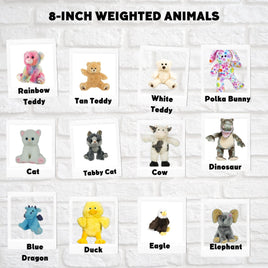 WEIGHTED Stuffed Animals - Anxiety, Therapy, Alzheimers, ADHD -8 Inches